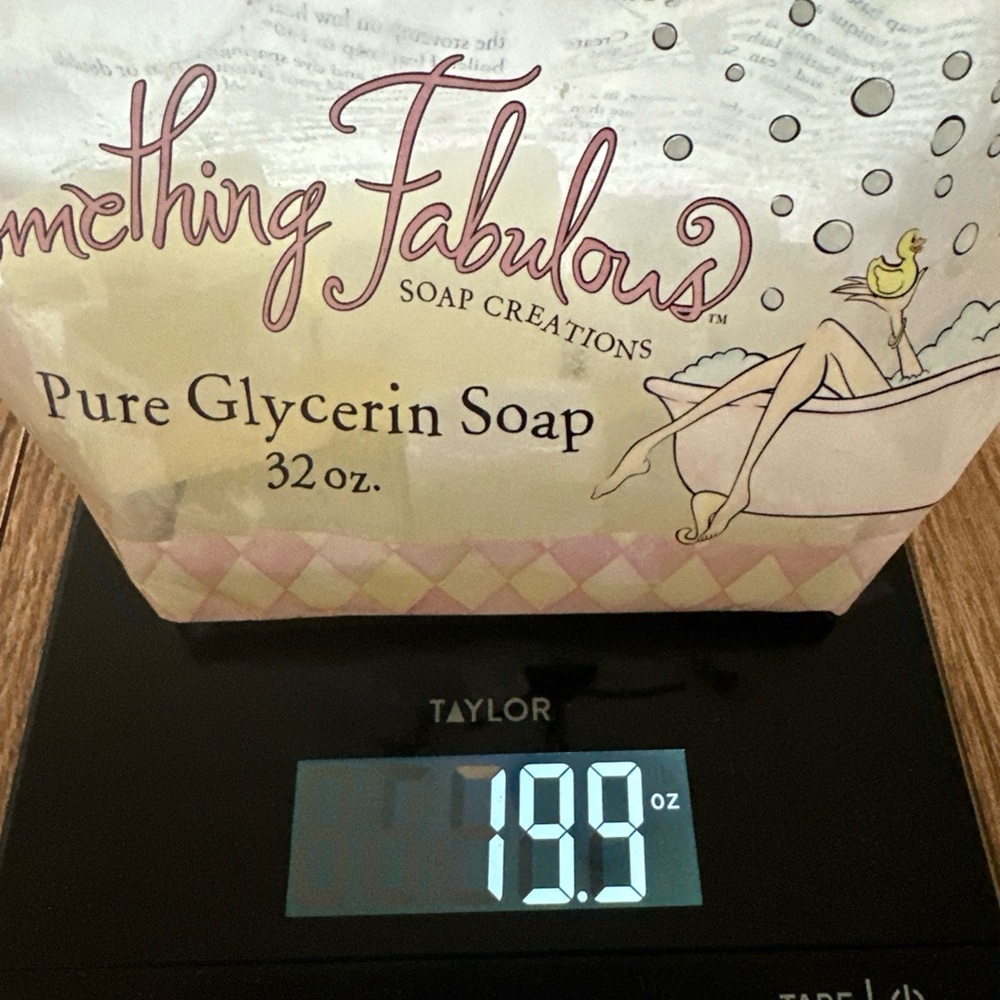 Something Fabulous Soap Creations Pure Glycerin Soap-open. About 19 ounces left